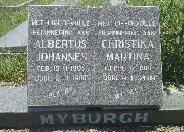 MYBURGH Albertus Johannes 1905-1988 &amp; Christina Martina 1916-2009