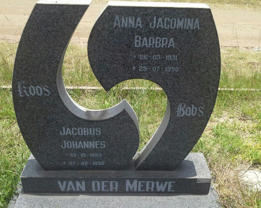 MERWE Jacobus Johannes, van der 1923-1992 &amp; Anna Jacomina Barbra 1931-1990