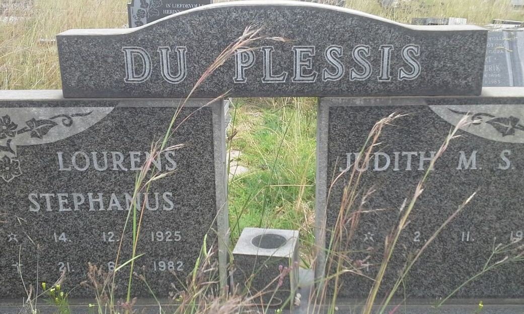 PLESSIS Lourens Stephanus, du 1925-1982 &amp; Judith M. S.