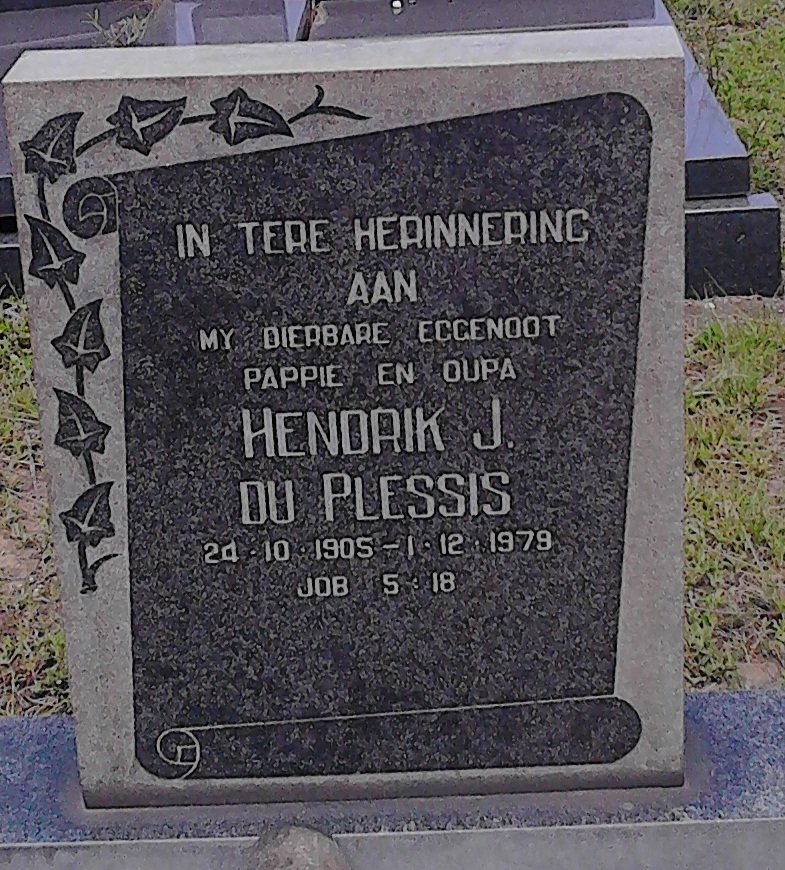 PLESSIS Hendrik J., du 1905-1979