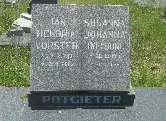 POTGIETER Jan Hendrik Vorster 1913-2003 &amp; Susanna Johanna WELDON 1913-1988