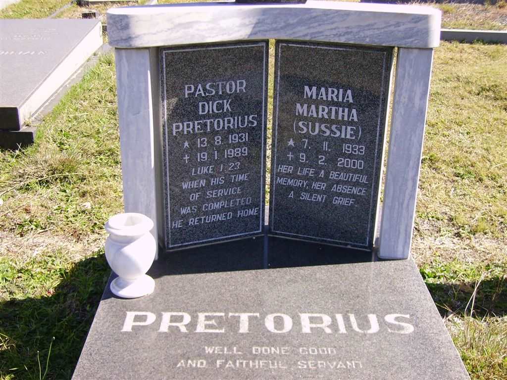 PRETORIUS Dick 1931-1989 & Maria Martha 1933-2000