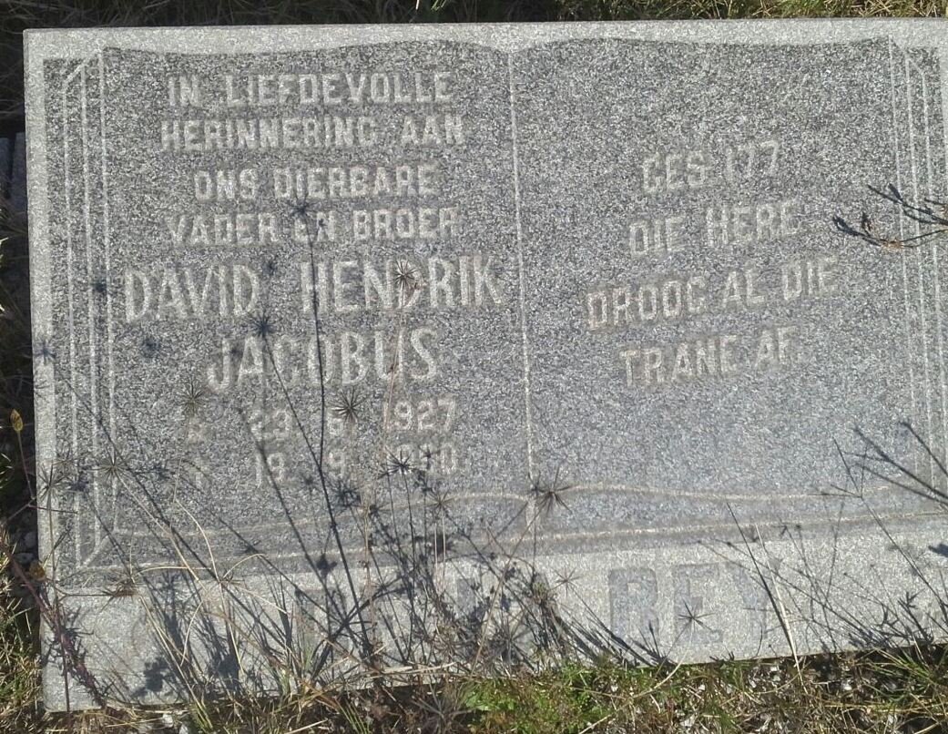 REY David Hendrik Jacobus, de la 1927-1990
