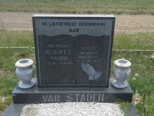 STADEN Hester C.E., van nee VILJOEN 1904-1989