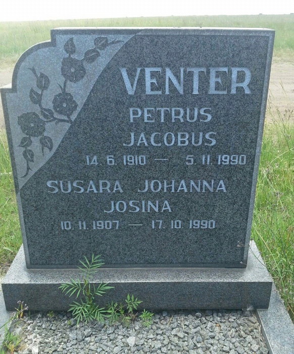 VENTER Petrus Jacobus 1910-1990 &amp; Susara Johanna Josina 1907-1990