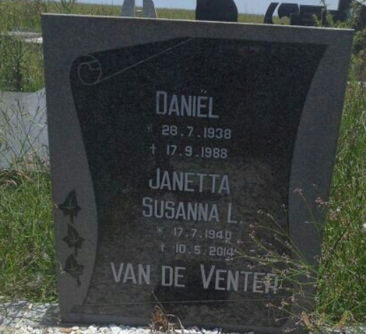 VENTER Daniel, van de 1938-1988 &amp; Janetta Susanna L. 1940-2014