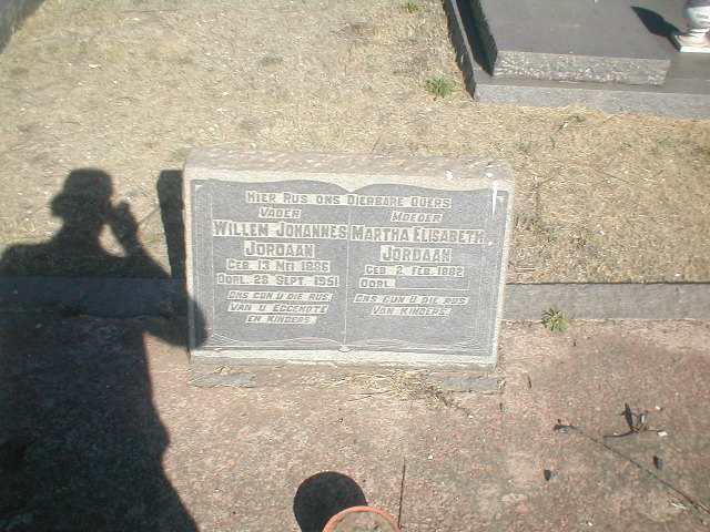 JORDAAN Willem Johannes 1885-1951 &amp; Martha Elizabeth 1882-