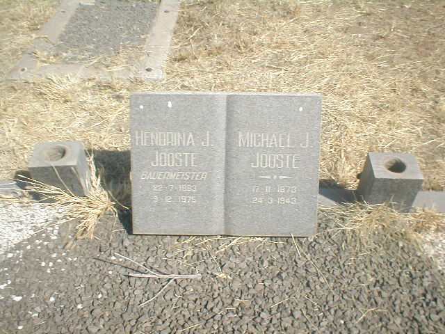 JOOSTE Michael J. 1873-1943 &amp; Hendrina J. BAUERMEISTER 1883-1975