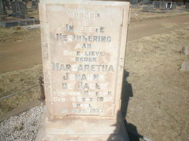 JAGER Margaretha Johanna, de nee VAN NIEKERK 1852-1937