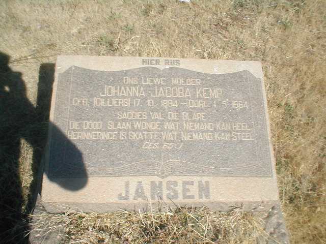 JANSEN Johanna Jacoba Kemp nee CILLIERS 1894-1964