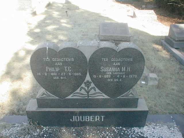 JOUBERT Philip T.B. 1881-1965 &amp; Susanna M.H. LANGUAGE 1889-1979
