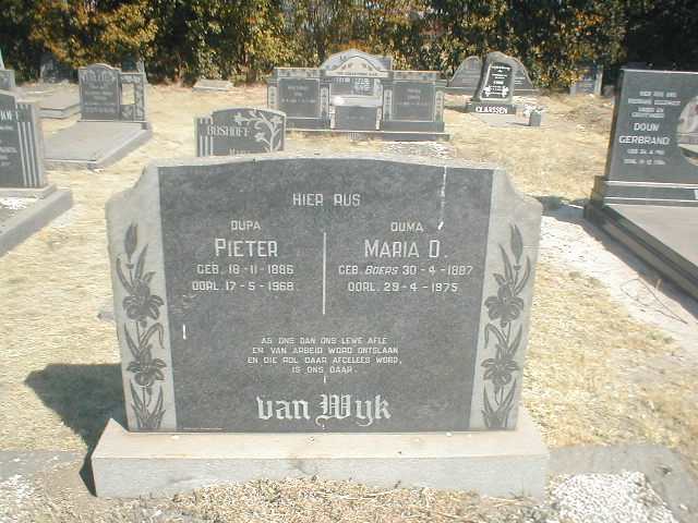WYK Pieter, van 1886-1968 &amp; Maria D. BOERS 1887-1975
