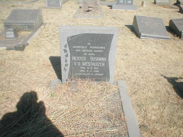 WESTHUIZEN Hester Susanna, van der 1913-1988