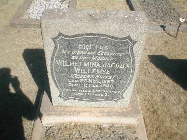 WILLEMSE Wilhelmina Jacoba nee BRITS 1867-1940