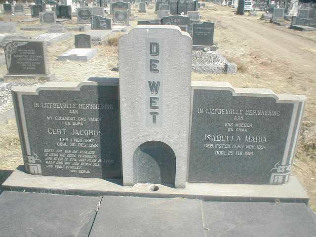 WET Gert Jacobus 1892-1968 &amp; Isabella Maria POTGIETER 1894-1981