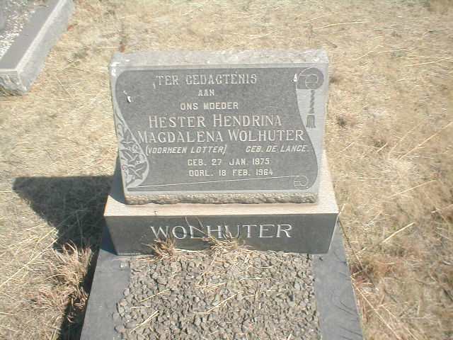 WOLHUTER Hester Hendrina voorheen LOTTER geb. DE LANGE 1875-1964