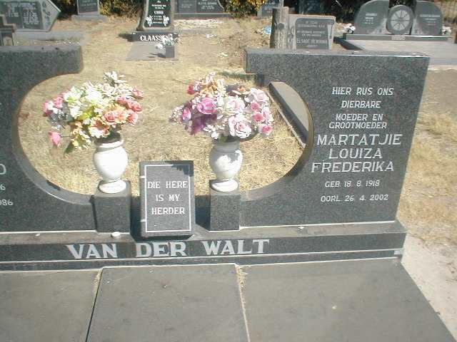 WALT Martatjie Louiza Frederika, van der 1918-2002