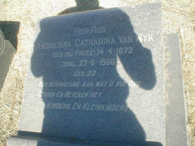 WYK Andriesina Catharina, van nee DU PREEZ 1872-1956