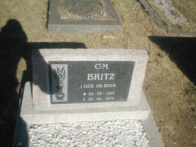 BRITZ C.M. geb. DE BEER 1920-1974