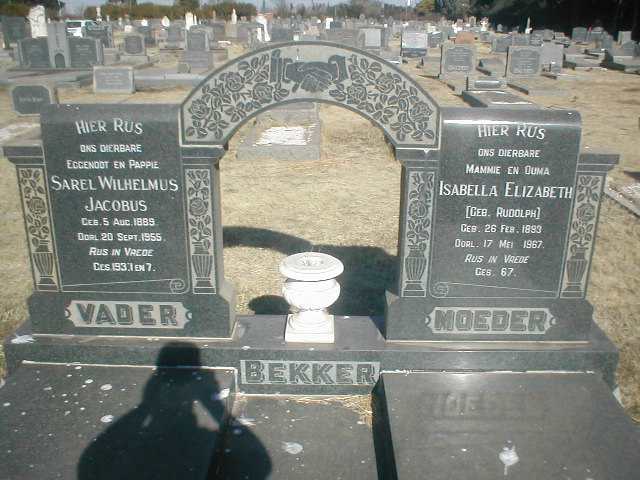 BEKKER Sarel Wilhelmus Jacobus 1889-1955 &amp; Isabella Elizabeth RUDOLPH 1893-1967