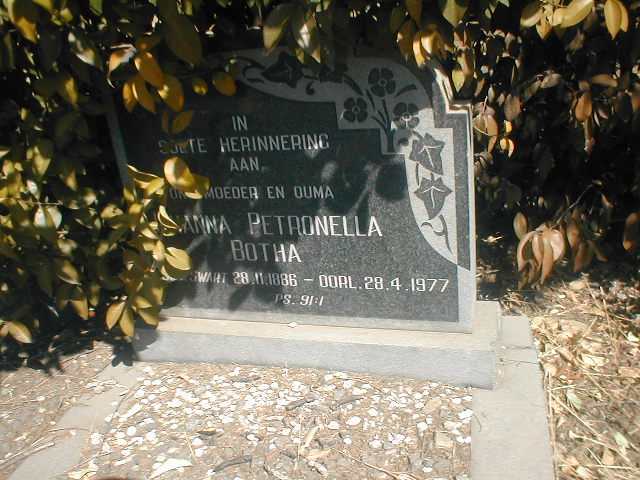 BOTHA Johanna Petronella nee SWART 1886-1977
