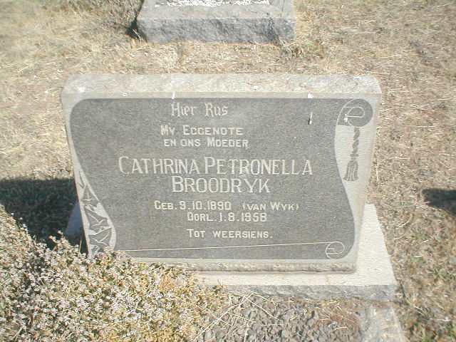 BROODRYK Cathrina Petronella nee VAN WYK 1890-1958