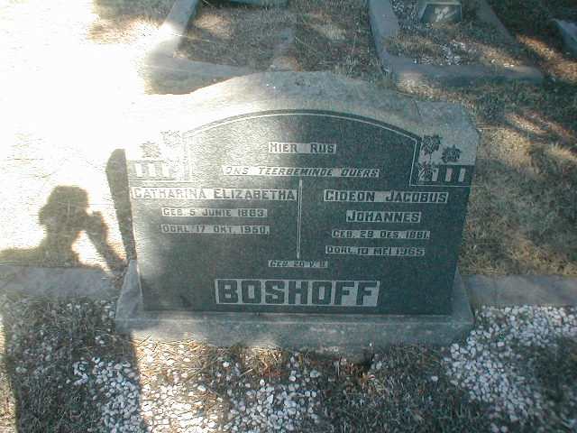 BOSHOFF Gideon Jacobus Johannes 1881-1965 &amp; Catharina Elizabetha 1883-1950