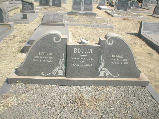 BOTHA Loodjie 1891-1965 &amp; Bennie 1898-1965