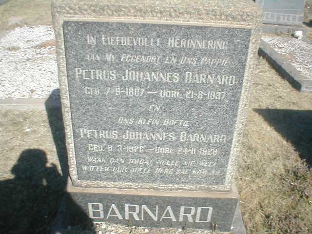 BARNARD Petrus Johannes 1887-1937, BARNARD Petrus Johannes 1926-1926