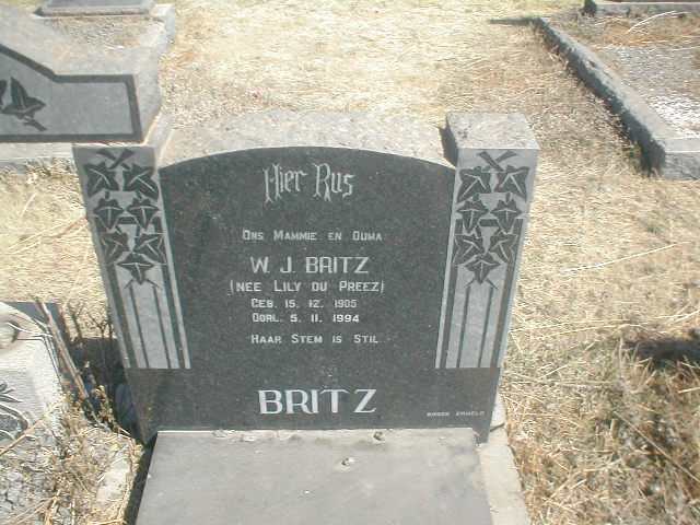 BRITZ W.J. nee DU PREEZ 1905-1994