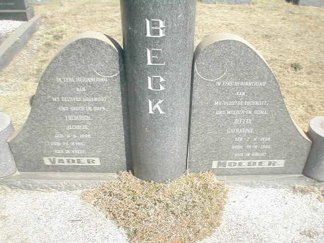 BECK Frederick Jacobus 1888-1967 &amp; Aletta Catharina BECK 1890 -1966