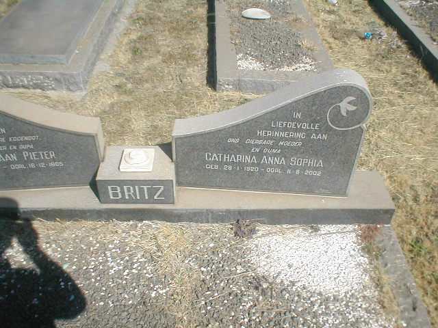 BRITZ Catharina Anna Sophia 1920-2002