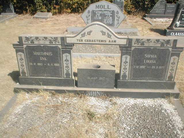 BRINK Marthinus Ryk 1883-1968 &amp; Sophia Louisa 1892-1977
