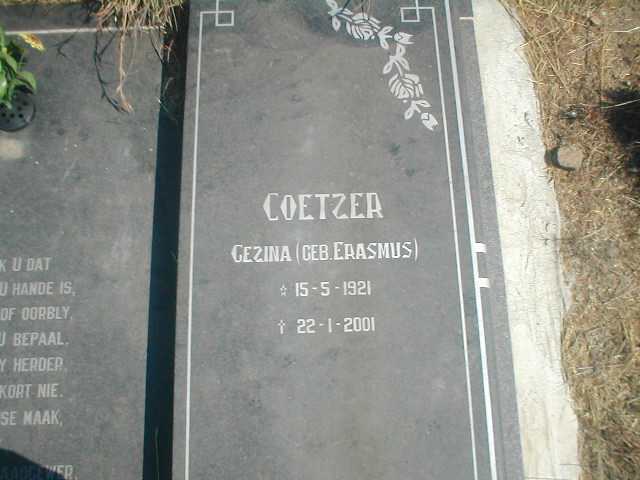 COETZER Gezina geb. ERASMUS 1921-2001