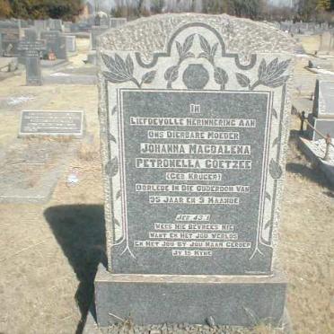 COETZEE  Johanna Magdalena Petronella nee KRUGER