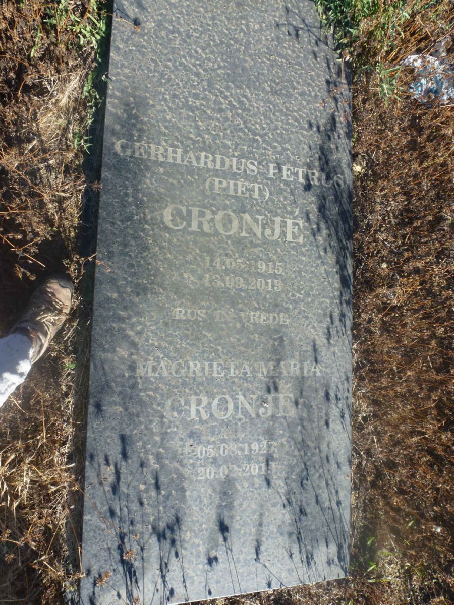 CRONJE Gerhardus Petrus 1915-2013 & Magrieta Maria 1927-2019