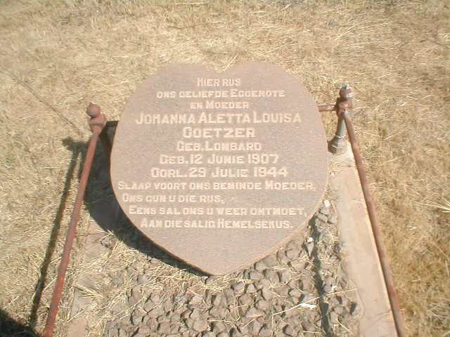 COETZER Johanna Aletta Louisa nee LOMBARD 1907-1944