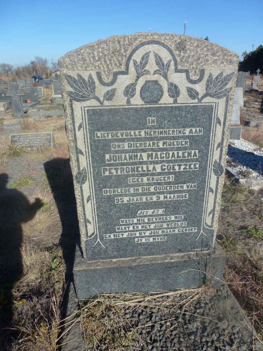 COETZEE Johanna Magdalena Petronella nee KRUGER