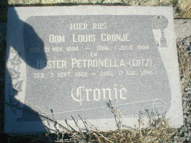 CRONJE Louis 1884-1964 &amp; Hester Petronella LOTZ 1902-1984