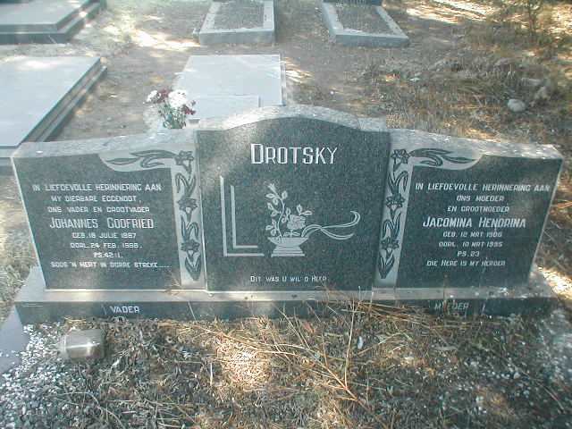 DROTSKY Johannes Godfried 1887-1888 &amp; Jacomina Hendrina 1906-19?5