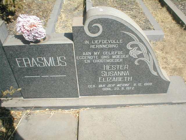 ERASMUS Hester Susanna Elizabeth nee VAN DER MERWE 1909-1972