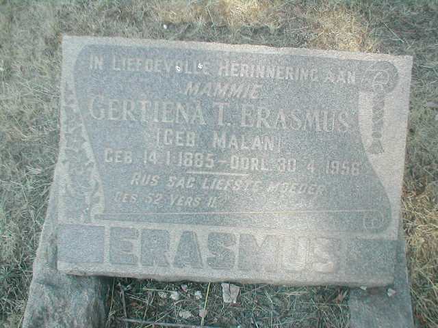 ERASMUS Gertiena T. nee MALAN 1885-1956