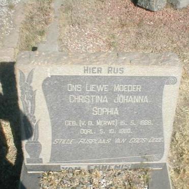 EMMENIS Christina Johanna Sophia, van nee V.D.MERWE 1888-1960