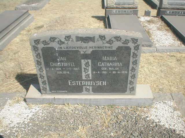 ESTERHUYSEN Jan Christoffel 1914-1967 &amp; Maria Catharina MALAN 1921-1978