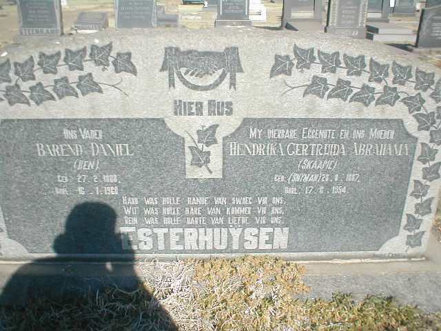 ESTERHUYSEN Barend Daniel 1888-1960 &amp; Hendrika Gertruida Abrahama SNYMAN 1887-1954