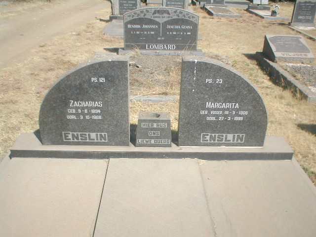 ENSLIN Zacharias 1894-1968 &amp; Margarita 1908-1999