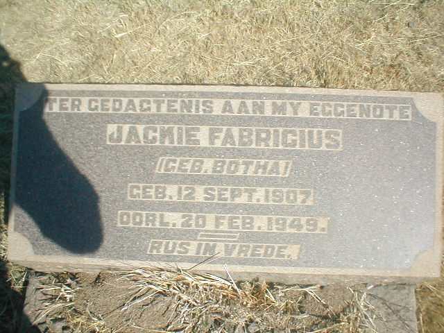 FABRICIUS Jackie geb. BOTHA 1907-1949