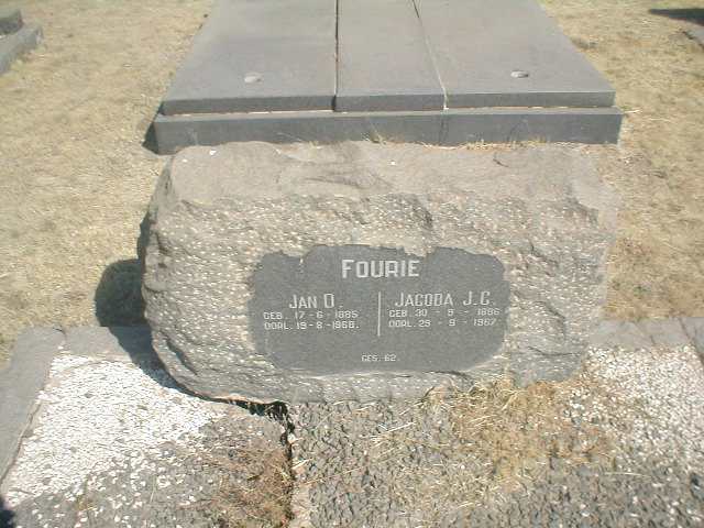 FOURIE Jan O 1885-1968 &amp; Jacoba J C 1886-1967