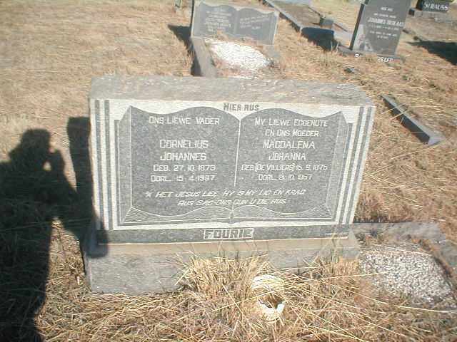FOURIE Cornelius Johannes 1873-1967 &amp; Magdalena Johanna DE VILLIERS 1875-1957