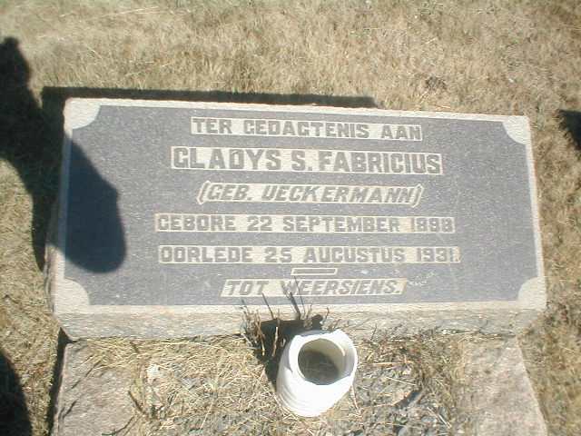 FABRICIUS Gladys S. nee UECKERMANN 1888-1931
